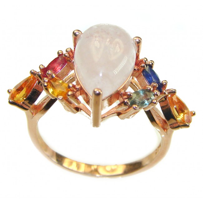 Exceptional Morganite 18K Rose Gold over .925 Sterling Silver handcrafted ring s. 7 1/2