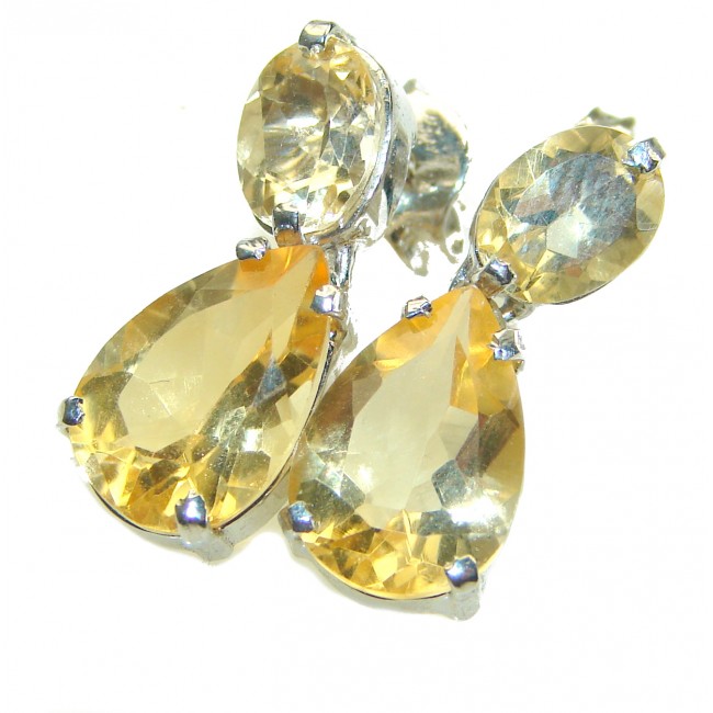 Luxurious Style Natural Citrine .925 Sterling Silver handmade earrings