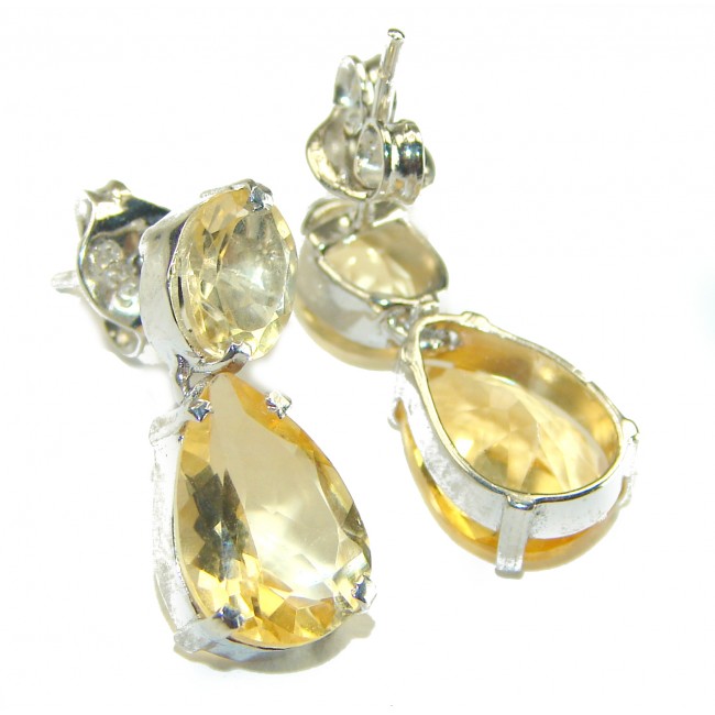 Luxurious Style Natural Citrine .925 Sterling Silver handmade earrings