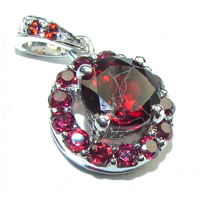 Genuine Garnet .925 Sterling Silver handmade Pendant