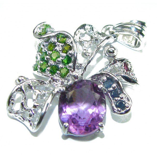 Best quality Genuine Amethyst Emerald .925 Sterling Silver handcrafted pendant