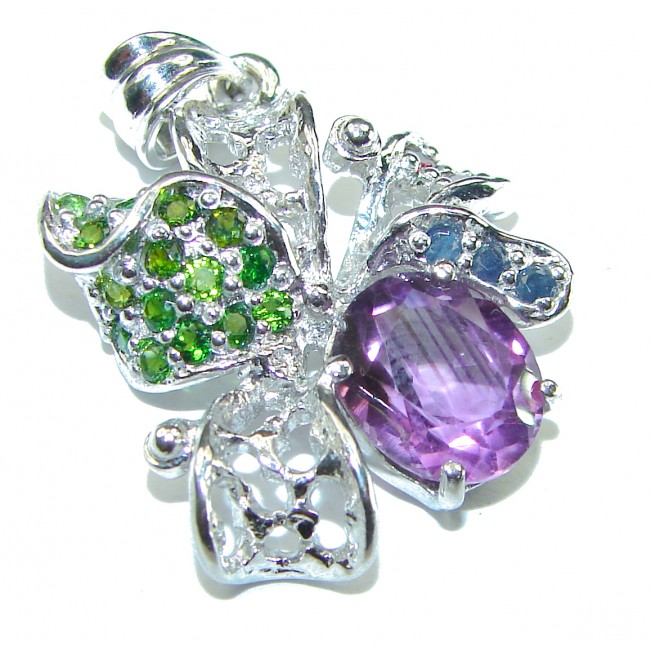 Best quality Genuine Amethyst Emerald .925 Sterling Silver handcrafted pendant