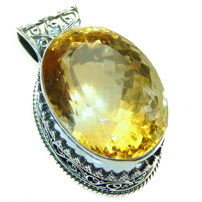 62.6 carat Oval cut flawless Lemon Quartz .925 Sterling Silver handcrafted pendant