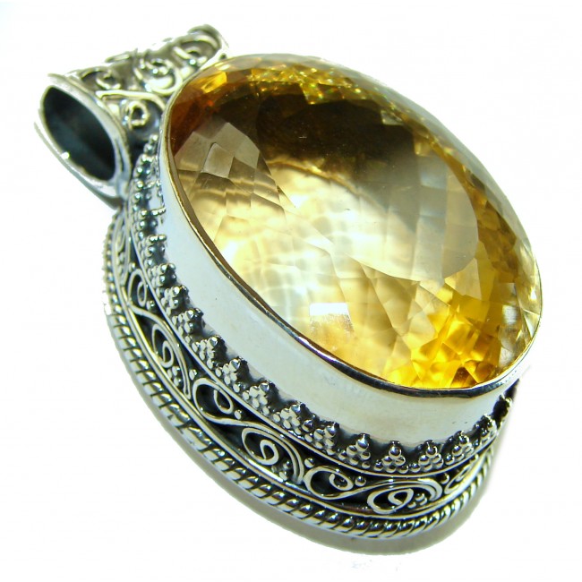 62.6 carat Oval cut flawless Lemon Quartz .925 Sterling Silver handcrafted pendant