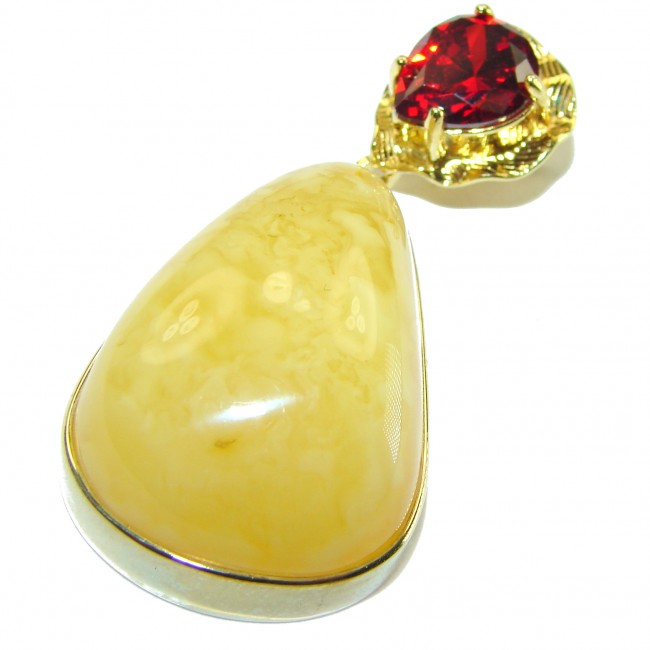 Vintage Beauty authentic Baltic Amber 14K Gold over .925 Sterling Silver handcrafted pendant