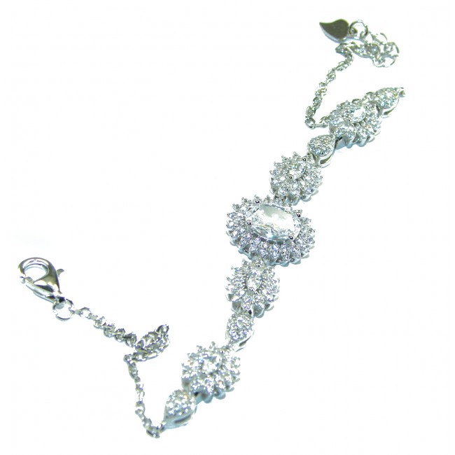 Luxurious Genuine White Topaz .925 Sterling Silver Bracelet