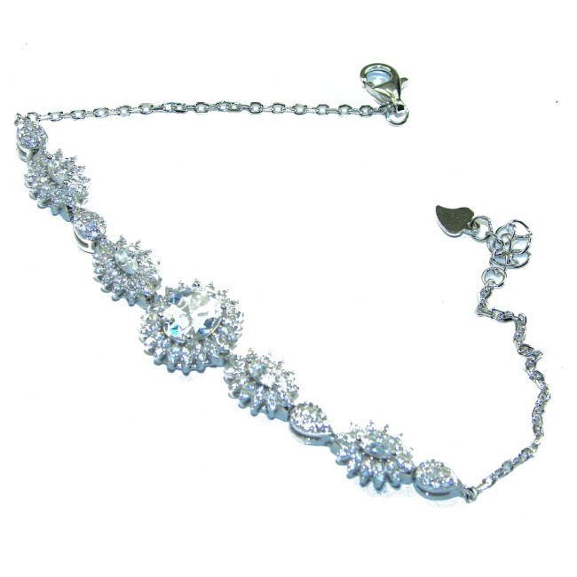 Luxurious Genuine White Topaz .925 Sterling Silver Bracelet