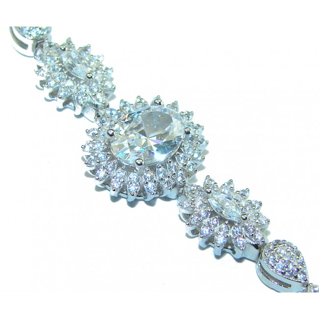 Luxurious Genuine White Topaz .925 Sterling Silver Bracelet