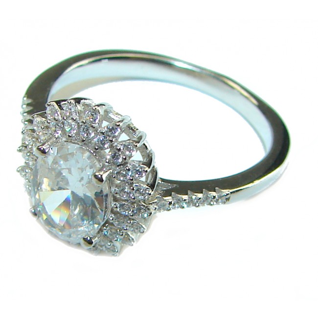 6.5 carat White Topaz .925 Sterling Silver handcrafted ring size 7 1/2