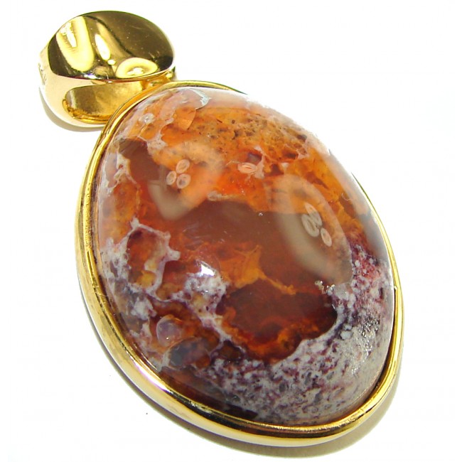 A Golden River Natural Mexican Fire Opal 14K Gold over .925 Sterling Silver handmade Pendant