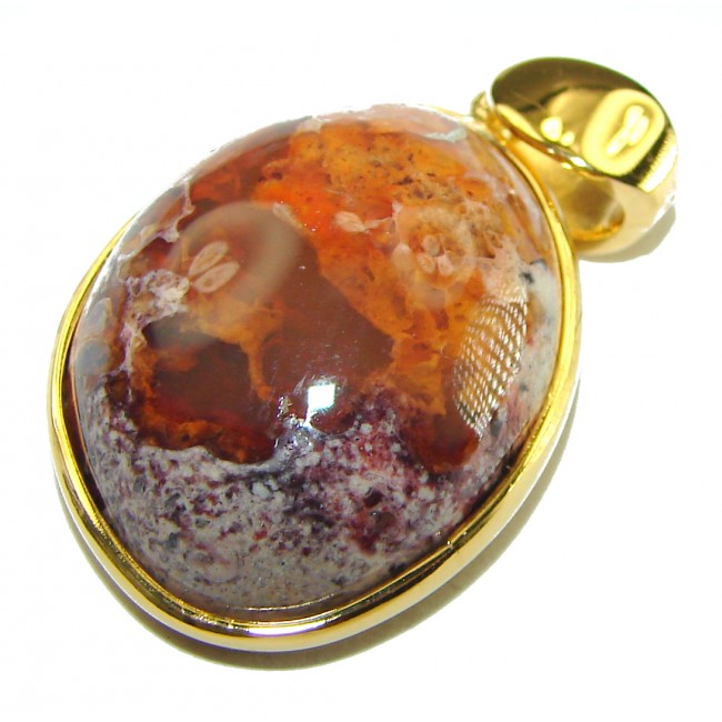 A Golden River Natural Mexican Fire Opal 14K Gold over .925 Sterling Silver handmade Pendant