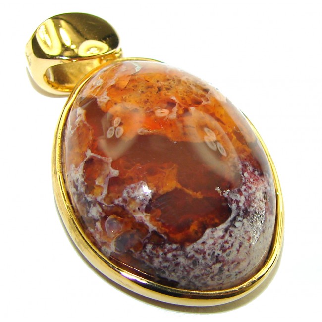 A Golden River Natural Mexican Fire Opal 14K Gold over .925 Sterling Silver handmade Pendant