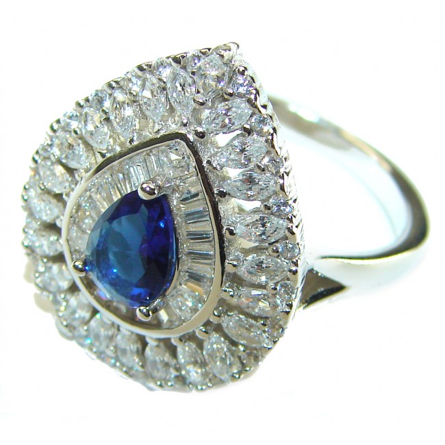 Sapphire .925 Sterling Silver handmade Cocktail Ring s. 8