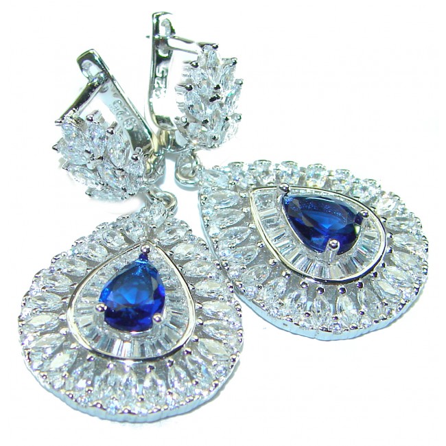 7.5 carat Sapphire .925 Sterling Silver handcrafted earrings