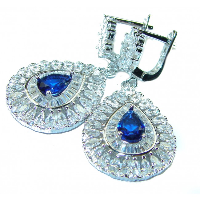 7.5 carat Sapphire .925 Sterling Silver handcrafted earrings