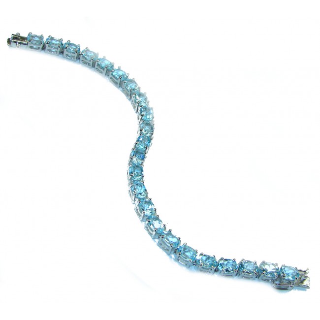 Authentic Swiss Blue Topaz .925 Sterling Silver handcrafted Statement Bracelet