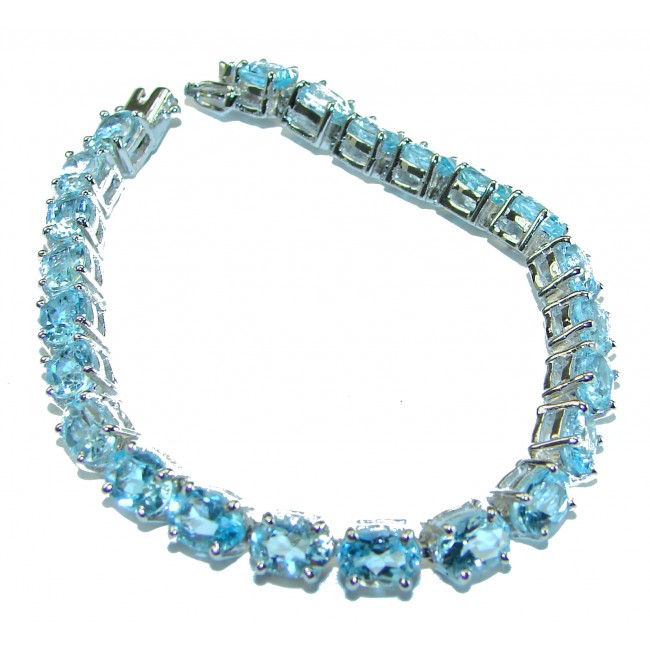 Authentic Swiss Blue Topaz .925 Sterling Silver handcrafted Statement Bracelet