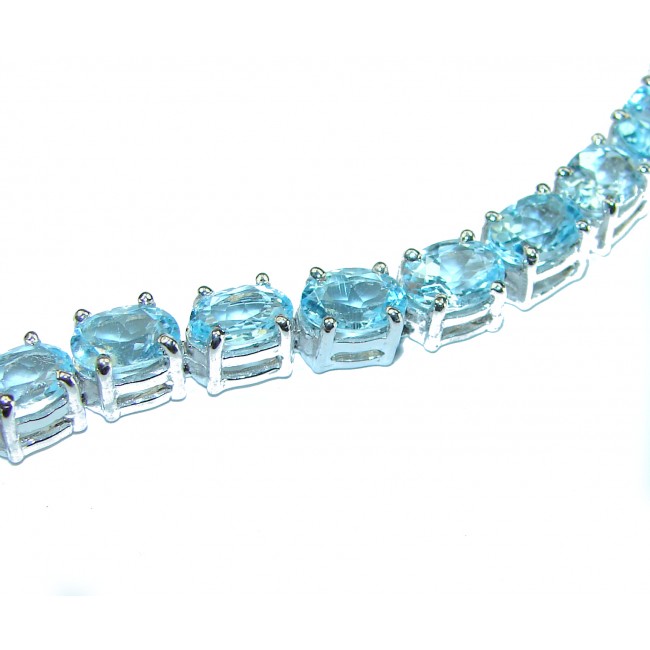 Authentic Swiss Blue Topaz .925 Sterling Silver handcrafted Statement Bracelet