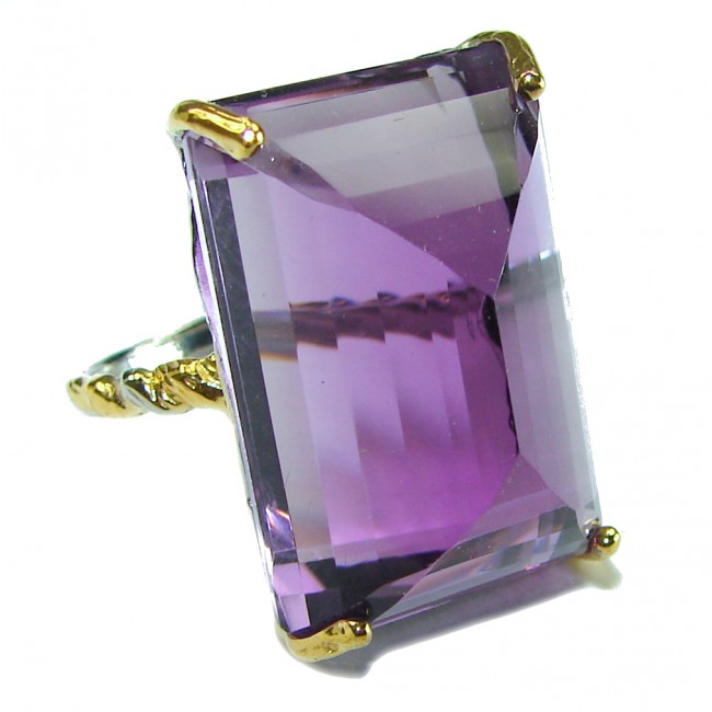 Authentic Rose cut 22.6ctw Amethyst .925 Sterling Silver brilliantly handcrafted ring s. 8 1/2