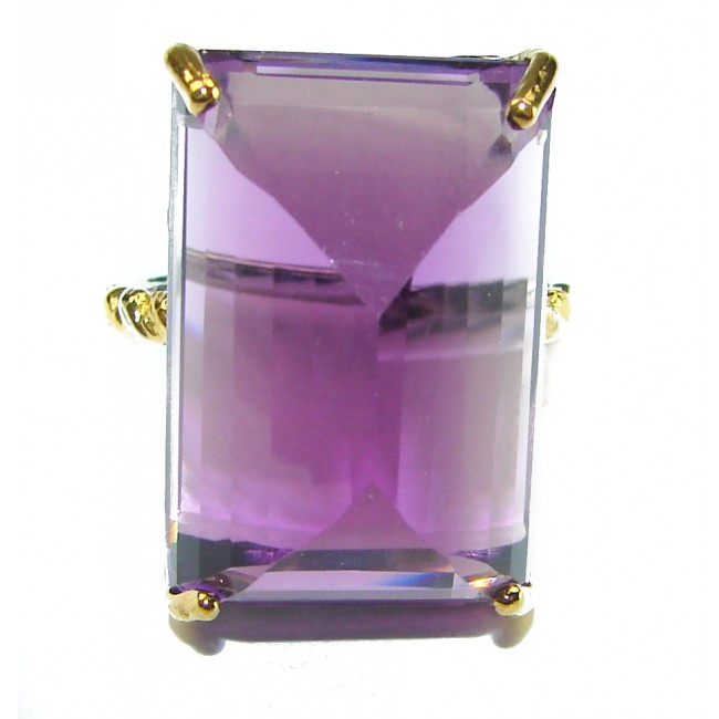 Authentic Rose cut 22.6ctw Amethyst .925 Sterling Silver brilliantly handcrafted ring s. 8 1/2