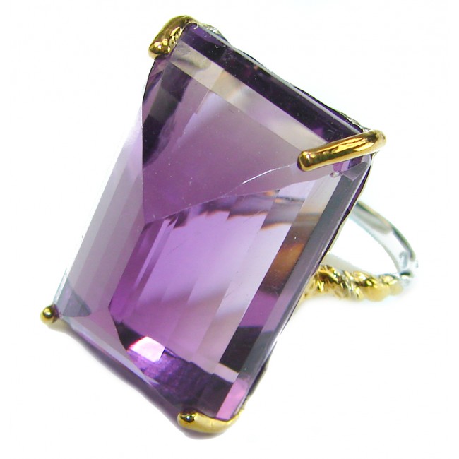 Authentic Rose cut 22.6ctw Amethyst .925 Sterling Silver brilliantly handcrafted ring s. 8 1/2