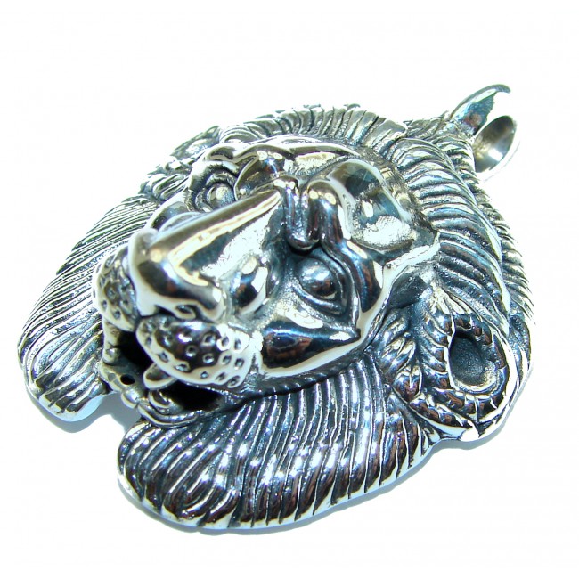 Sterling Leo's head .925 Silver Bali handmade Pendant