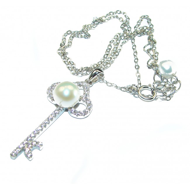 Exclusive White Topaz MAGIC KEY .925 Sterling Silver necklace