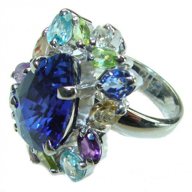 Romantic Inspitation London Blue Topaz .925 Sterling Silver handcrafted ring size 7 1/4