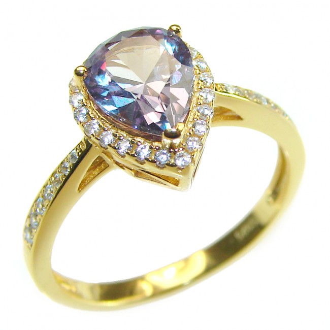 4.5 carat Alexandrite 14K Gold over .925 Sterling Silver handmade ring s. 8 1/4