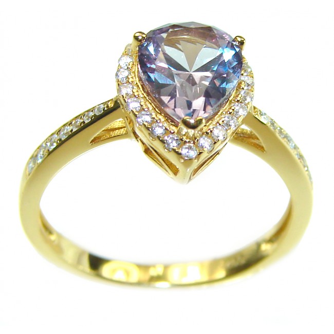 4.5 carat Alexandrite 14K Gold over .925 Sterling Silver handmade ring s. 8 1/4