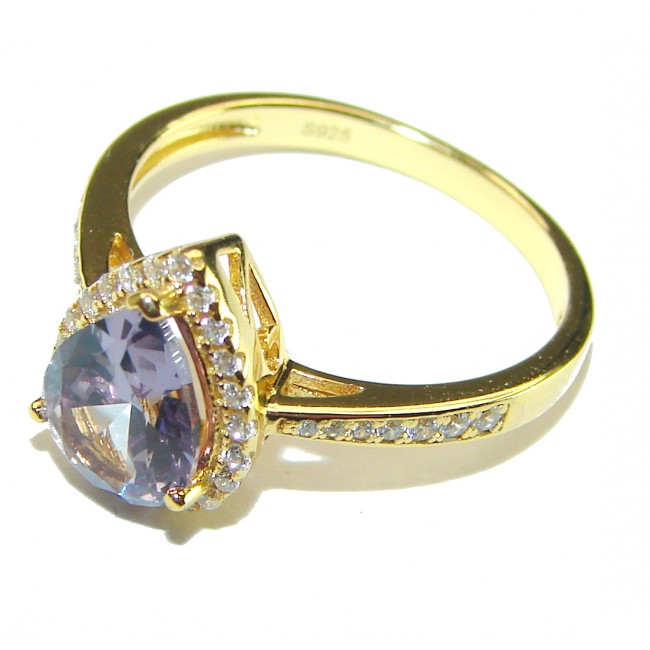 4.5 carat Alexandrite 14K Gold over .925 Sterling Silver handmade ring s. 8 1/4