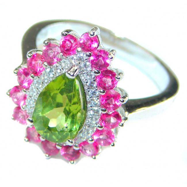 Authentic Peridot Pink Sapphire .925 Sterling Silver Ring size 7