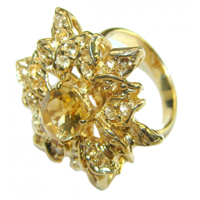 Stunning authentic Citrine 18K Gold over .925 Sterling Silver handcrafted ring size 7 1/4