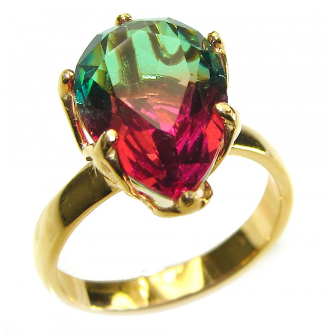 Brazilian Tourmaline 18K Gold over .925 Sterling Silver Perfectly handcrafted Ring s. 6