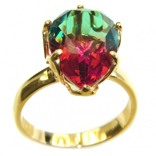 Brazilian Tourmaline 18K Gold over .925 Sterling Silver Perfectly handcrafted Ring s. 6