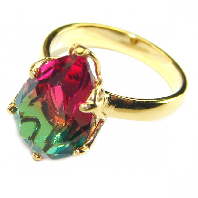 Brazilian Tourmaline 18K Gold over .925 Sterling Silver Perfectly handcrafted Ring s. 6