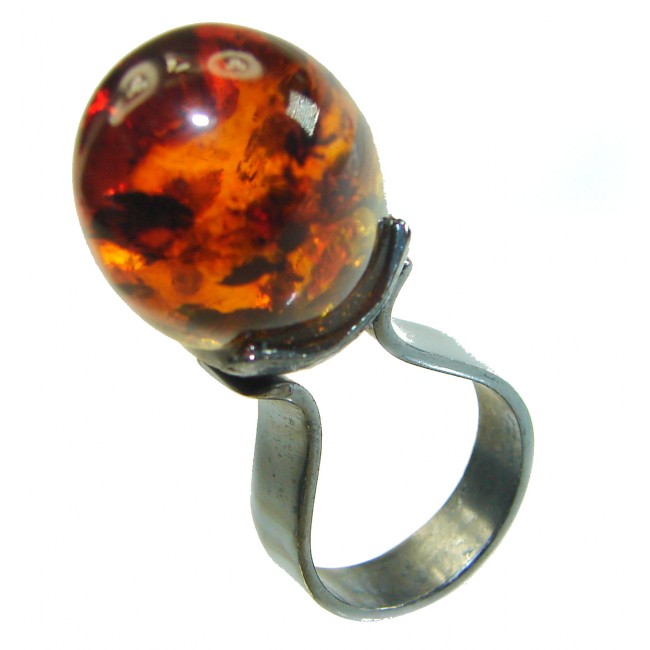 Large Authentic Baltic Amber .925 Sterling Silver handcrafted ring s. 6