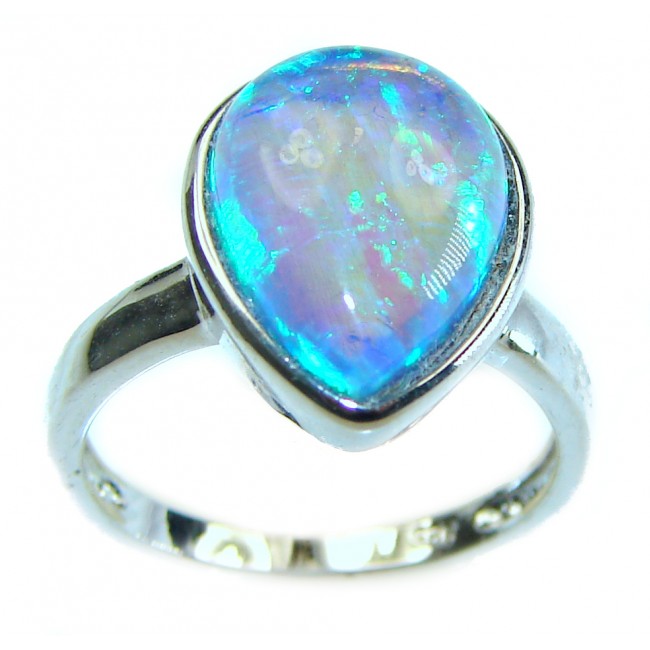 Golden Galaxy Genuine 11.5 carat Ethiopian Opal .925 Sterling Silver handmade Ring size 8 3/4