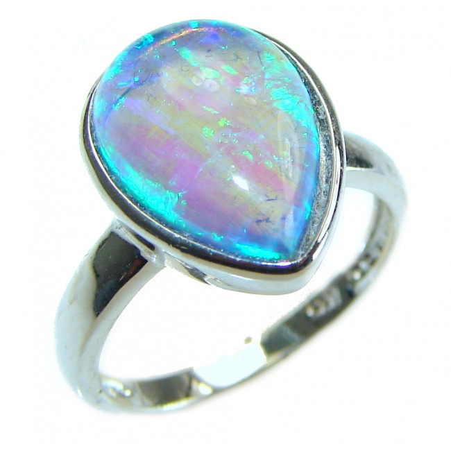 Golden Galaxy Genuine 11.5 carat Ethiopian Opal .925 Sterling Silver handmade Ring size 8 3/4