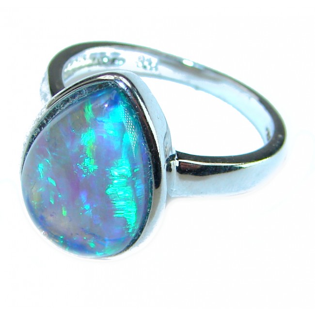 Golden Galaxy Genuine 11.5 carat Ethiopian Opal .925 Sterling Silver handmade Ring size 8 3/4