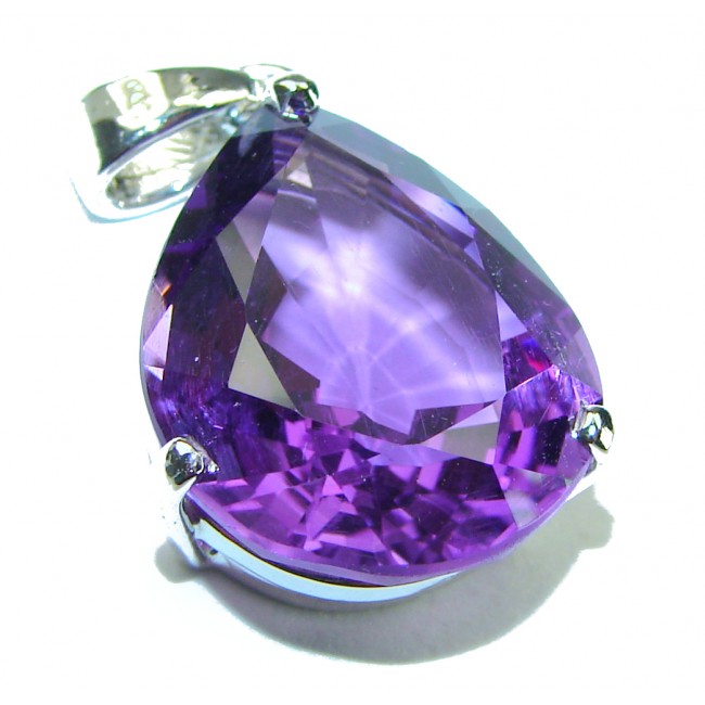 11.6 carat Perfect faceted Amethyst .925 Sterling Silver handcrafted Pendant