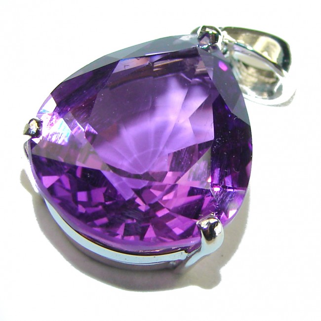 11.6 carat Perfect faceted Amethyst .925 Sterling Silver handcrafted Pendant