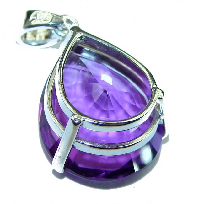 11.6 carat Perfect faceted Amethyst .925 Sterling Silver handcrafted Pendant