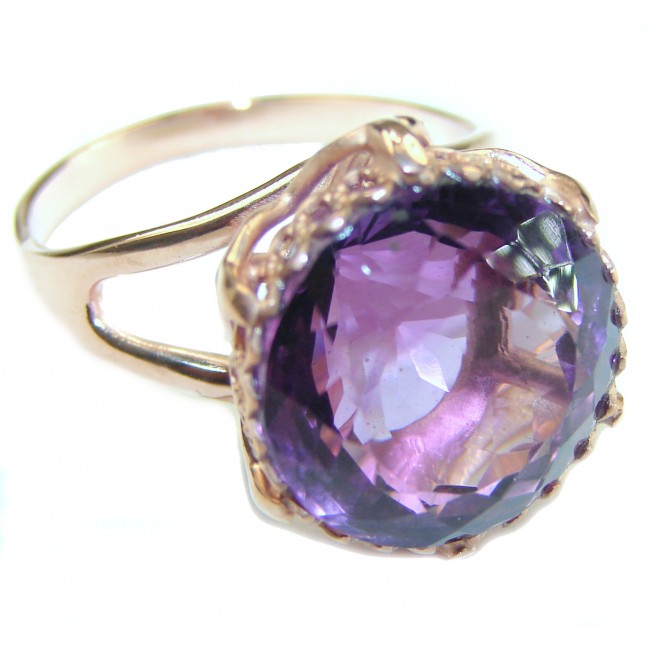 Purple Amethyst 14K Rose Gold over .925 Sterling Silver Handcrafted Ring size 9 1/4