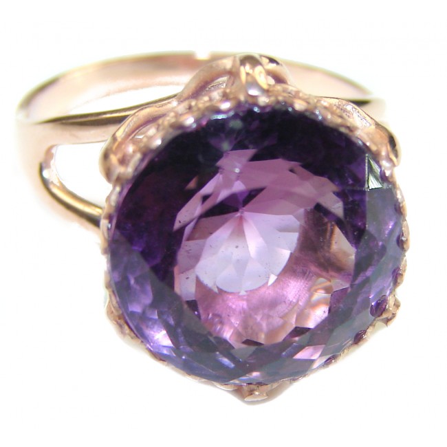 Purple Amethyst 14K Rose Gold over .925 Sterling Silver Handcrafted Ring size 9 1/4