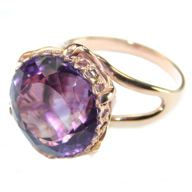 Purple Amethyst 14K Rose Gold over .925 Sterling Silver Handcrafted Ring size 9 1/4