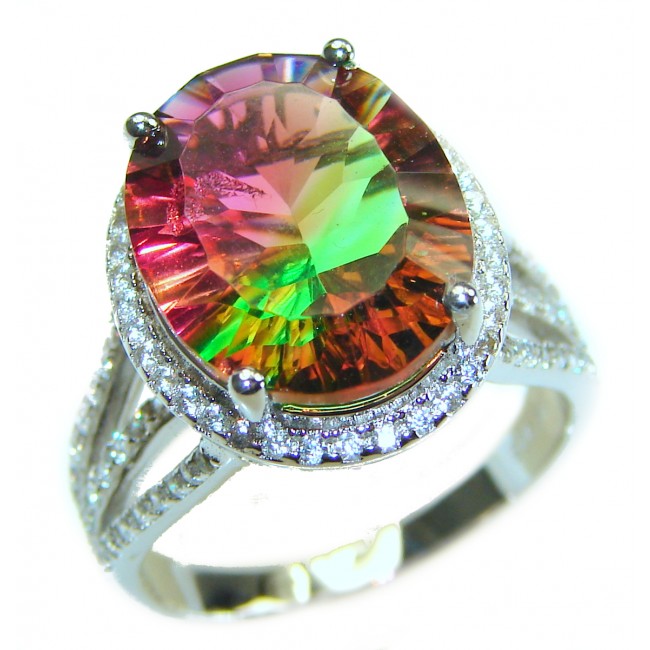 14.5 carat Brazilian Tourmaline .925 Sterling Silver Perfectly handcrafted Ring s. 7