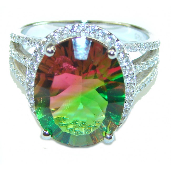 14.5 carat Brazilian Tourmaline .925 Sterling Silver Perfectly handcrafted Ring s. 7