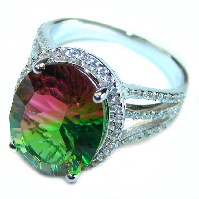 14.5 carat Brazilian Tourmaline .925 Sterling Silver Perfectly handcrafted Ring s. 7