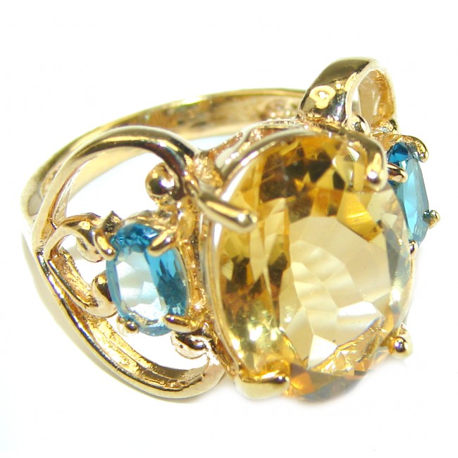 Authentic Citrine 14K Rose Gold over .925 Sterling Silver handmade Cocktail Ring s. 6 3/4